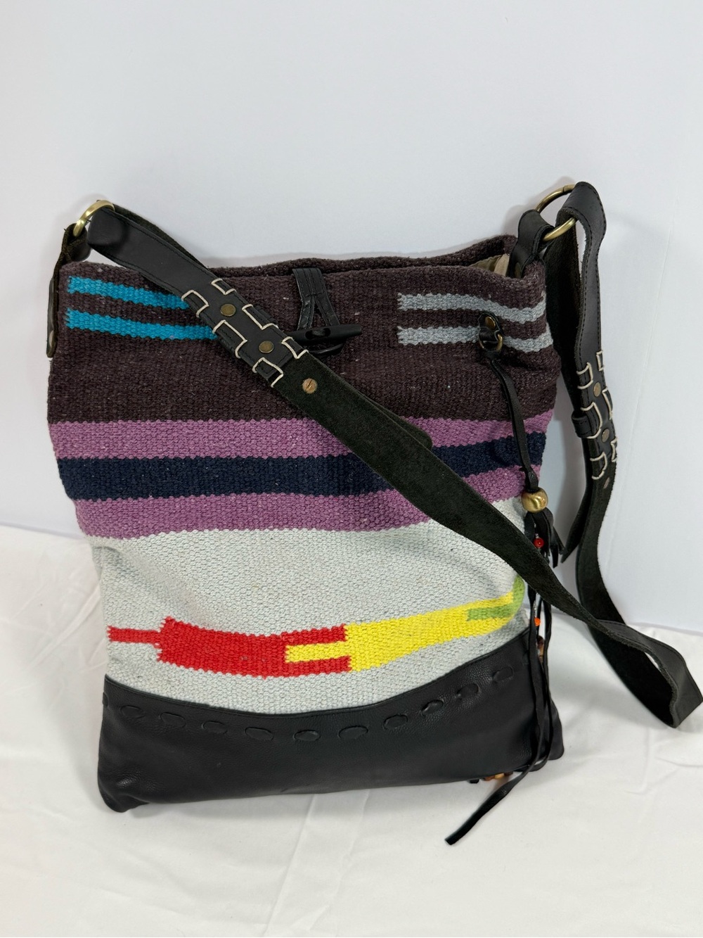 RAJ for Anthropologie woven carpet Kilim Messenger Crossbody Bag